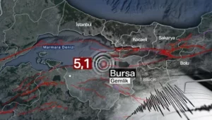 Bursa merkez üssü Gemlik Körfezi olan 5,1 büyüklüğünde bir deprem meydana geldi